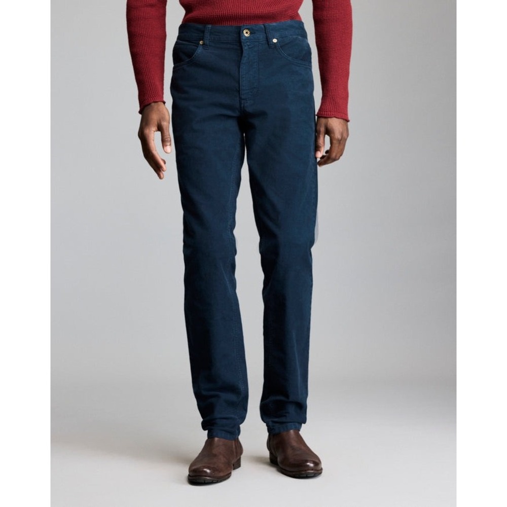 Billy Reid Mens Moleskin Cochran Jean Slim Cut Dark Navy Cotton Stretch‎ Size 30